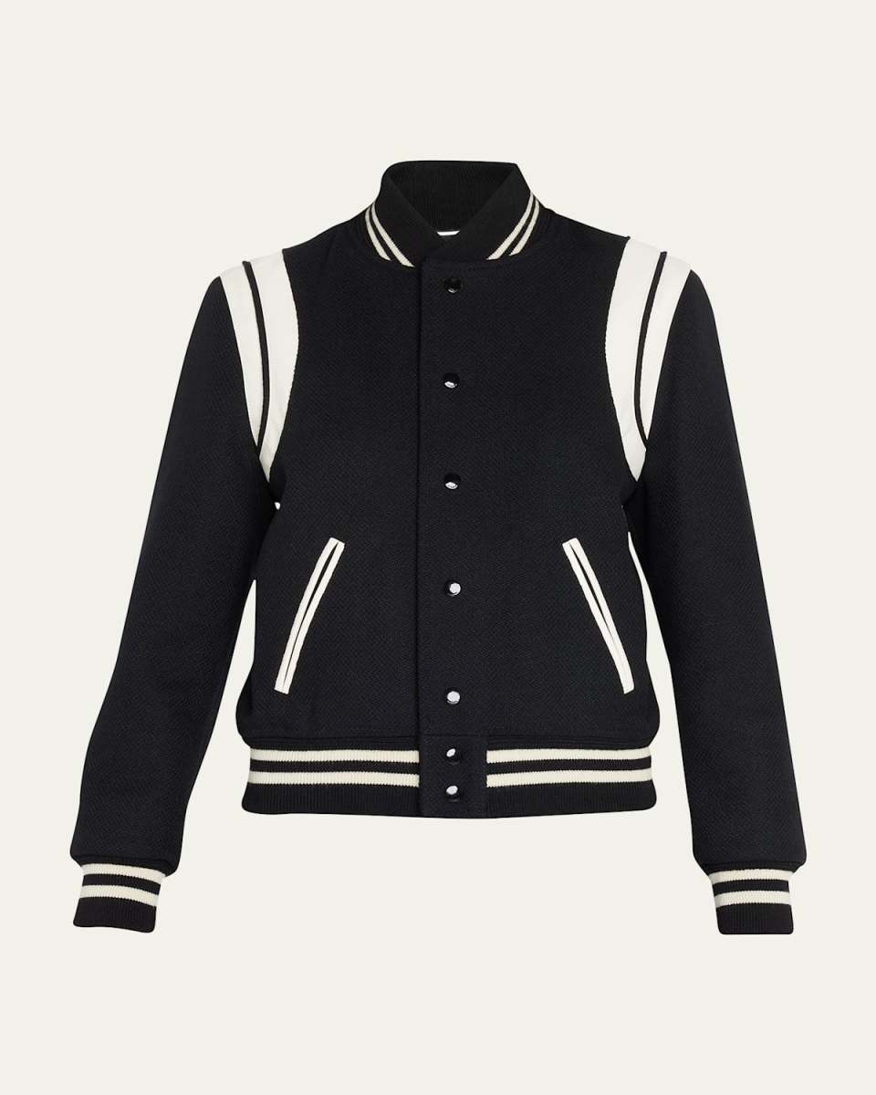 Classic Bicolor-Trim Teddy Jacket